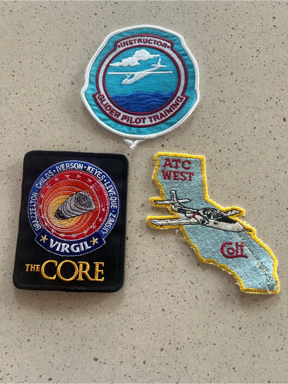 Vintage 3 Patch Badges Embroidered Aviation Patch Set Airplane instructor Glide